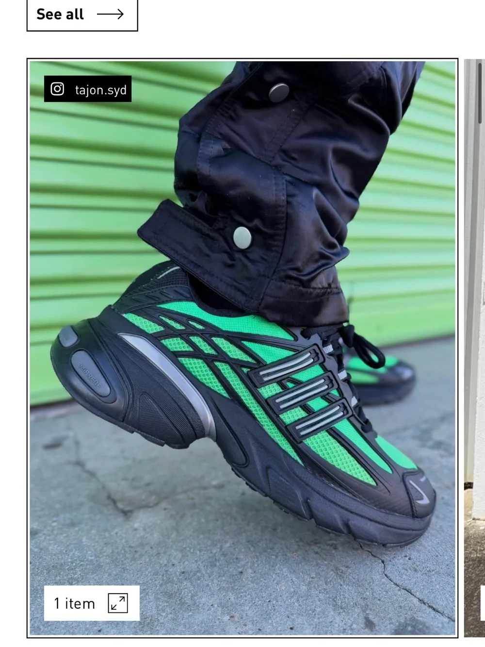 adidas 6.5 mens and 7.5 women's  Black and Green Mesh Athletic Sneakers